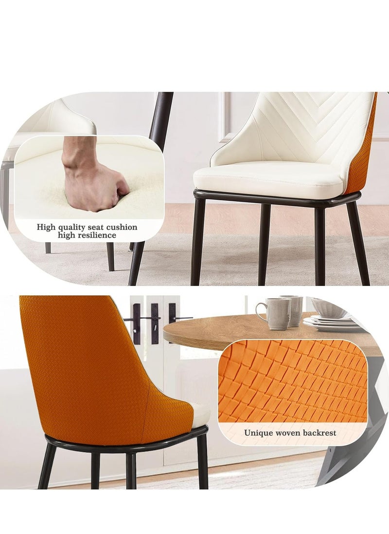 Neo Front PU Leather Upholstered Dining Chair, Modern Weaved High Back Armless Side Chair Heavy Duty Accent Leisure Chair w/Metal Frame for Dining Room Kitchen Living Room Small Space, DB-CY2201  - Image 3
