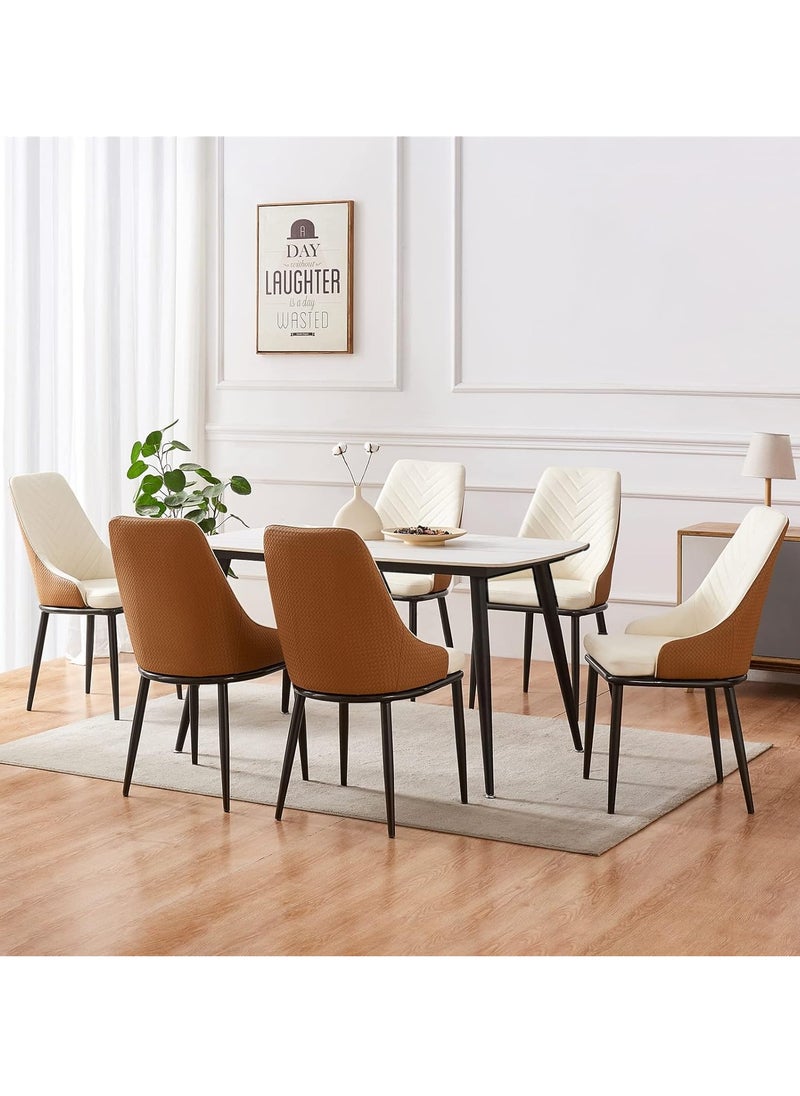 Neo Front PU Leather Upholstered Dining Chair, Modern Weaved High Back Armless Side Chair Heavy Duty Accent Leisure Chair w/Metal Frame for Dining Room Kitchen Living Room Small Space, DB-CY2201  - Image 2