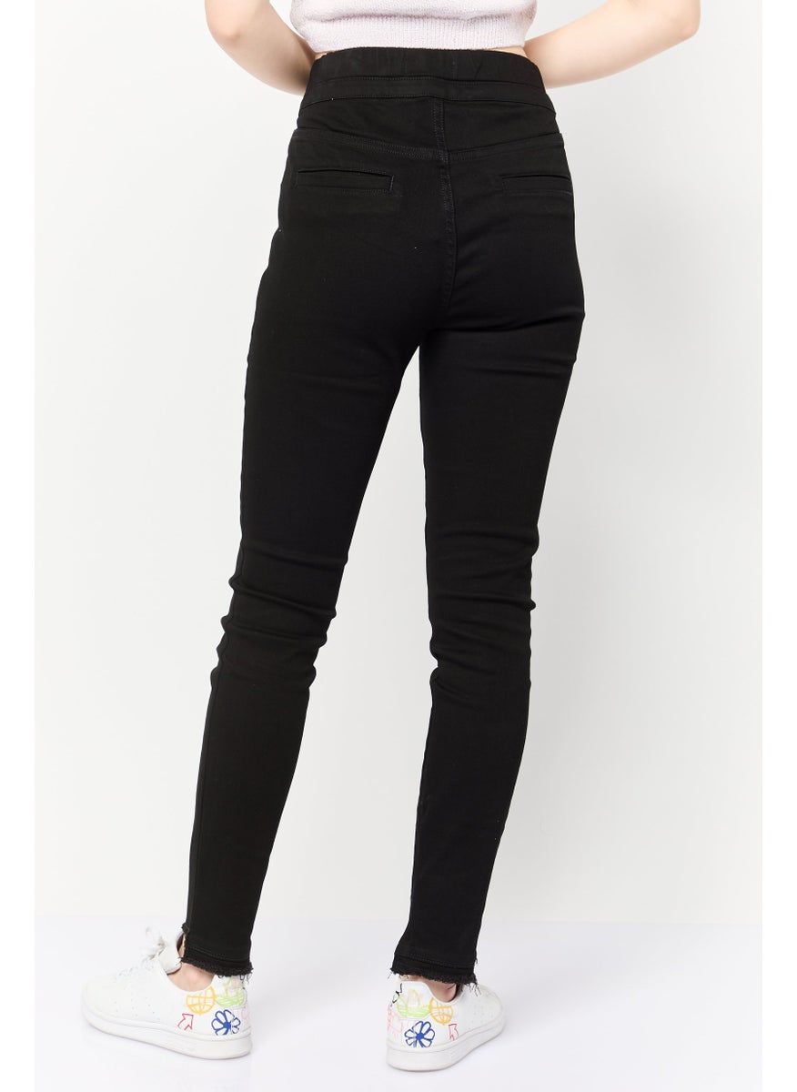 Juicy Couture Women Plain Pull On Denim Jeans, Black  - Image 4