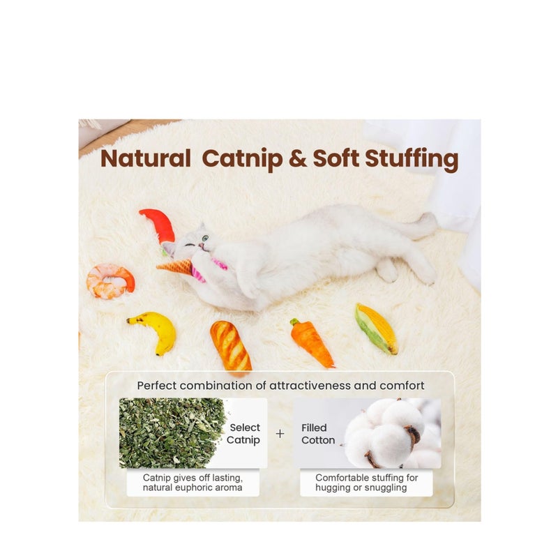 SOLARAE Cat Toys Days of The Week Food Style Catnip Toys 7Pcs Interactive Bite Resistant for Relieving Kittens Boredom for All Breeds - Image 2