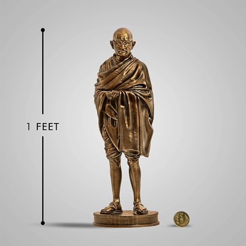 SILAII Mahatma Gandhi Full Figure Sculpture Antique Bronze - Image 2