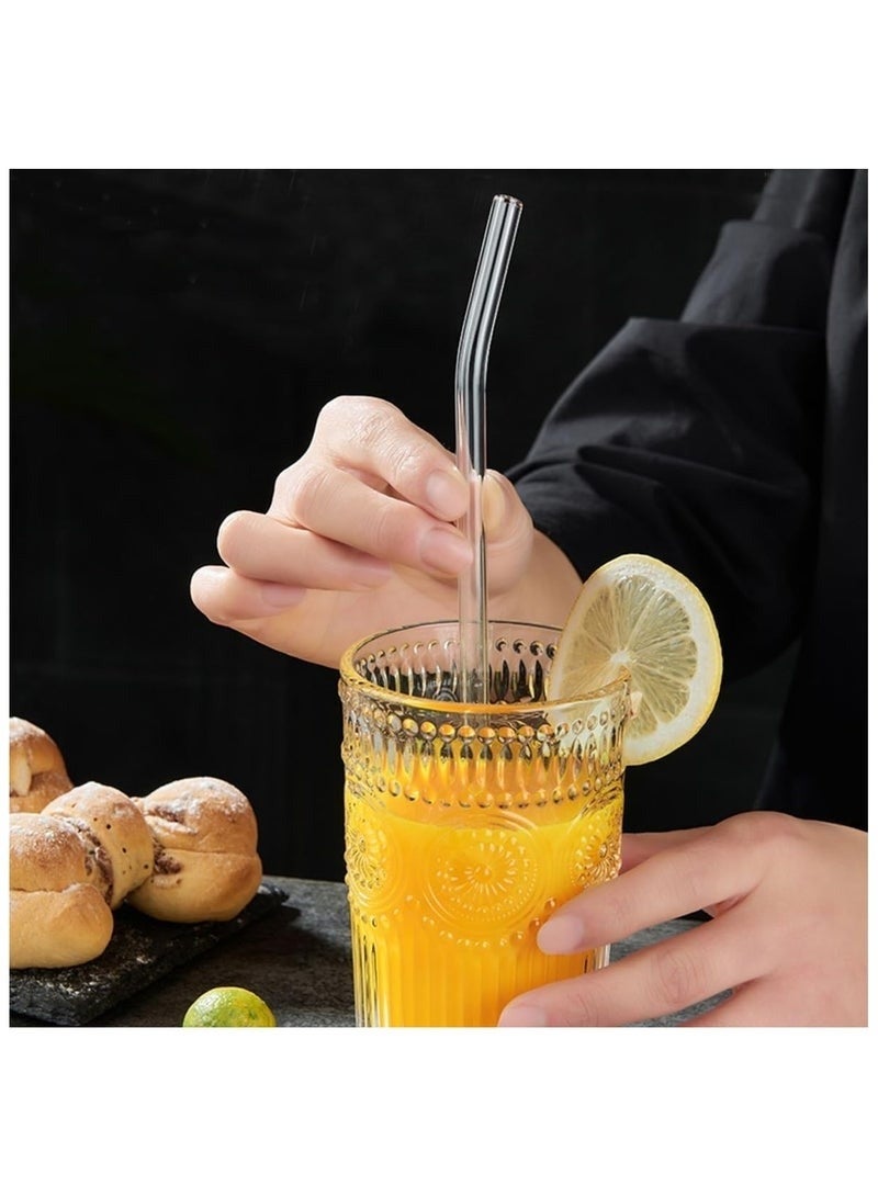 طقم من 7 قطع مكون من 6 قطع شاليمو زجاجي (3 مستقيمة و3 قابلة للانحناء) + 1 فرشاة تنظيف. شاليمو مقاوم للحرارة، شاليمو شفاف، شاليمو قابل لإعادة الاستخدام، قشة زجاجية شفافة، أنبوب شرب زجاجية. - Image 2