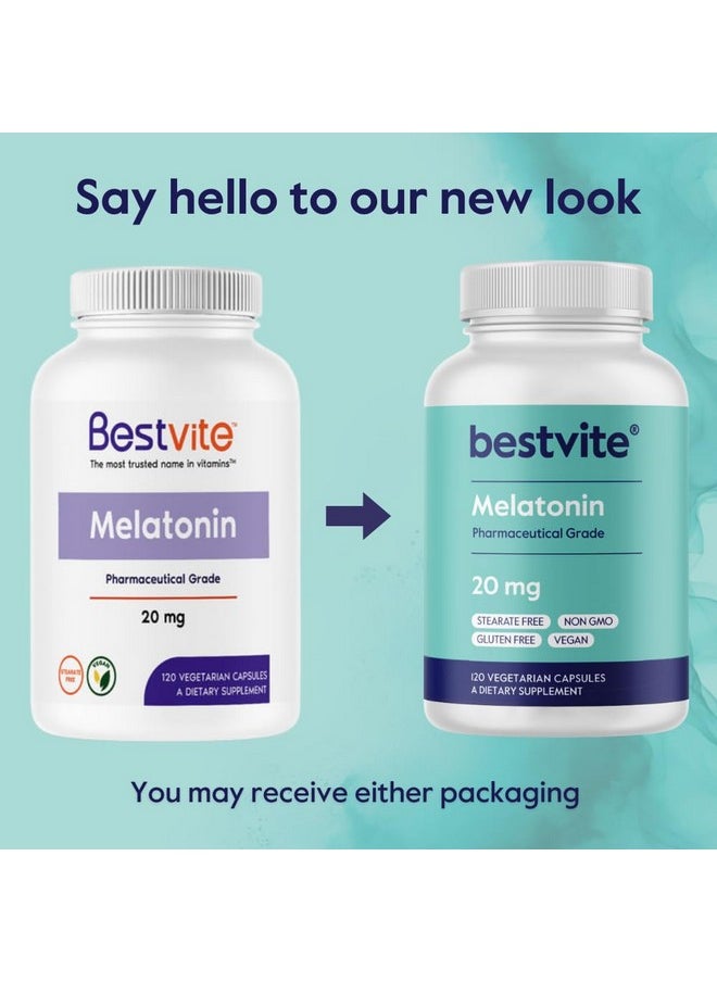 BESTVITE - BESTVITE Melatonin 20mg (240 Vegetarian Capsules) (120 x 2) - No Stearates - Vegan - Non GMO - Gluten Free - Image 1