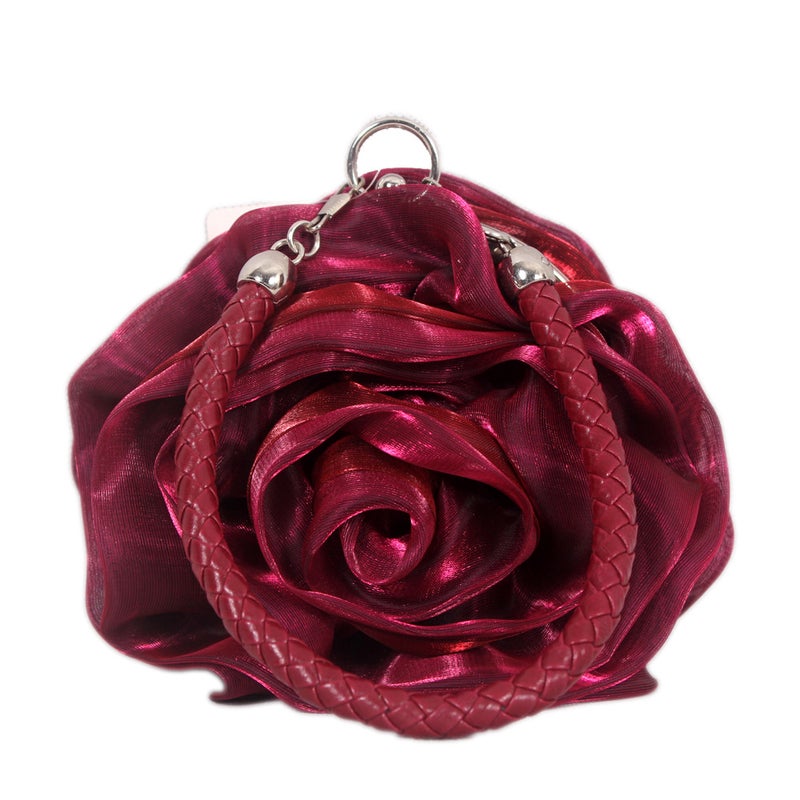 Red Rose Flower Bag Silk Bridal Wedding Bag Banquet Bag New Mini Girl Handbag - Image 1