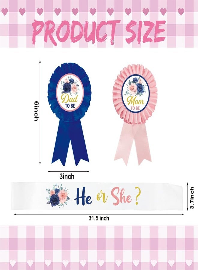 PATICARRY He or She Theme Mom to Be Sash and Daddy to Be Tinplate Badge Pin for Baby Shower,Boy or Girl Gender Reveal Sash Pink Blue Pink, Welcome Baby, New Mom Gifts for Baby Celebration - Image 2