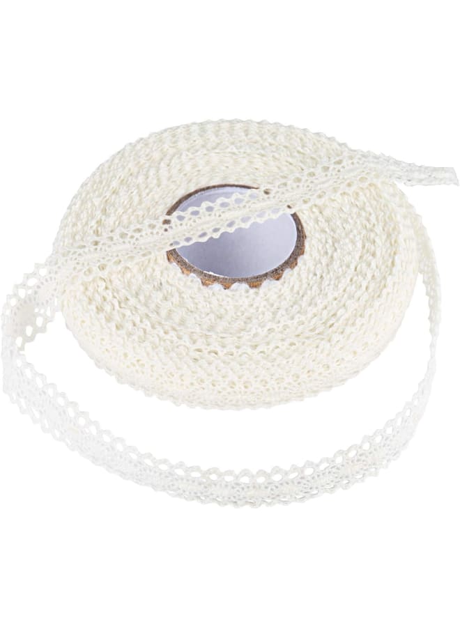 White Lace Ribbon Self Adhesive, Cotton Crochet Lace Edging Trim Ribbon for Sewing Craft Wedding Bridal Dress Clothes Party Decoration DIY, 8m  - Image 1