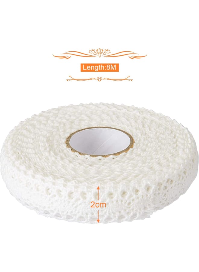 White Lace Ribbon Self Adhesive, Cotton Crochet Lace Edging Trim Ribbon for Sewing Craft Wedding Bridal Dress Clothes Party Decoration DIY, 8m  - Image 2