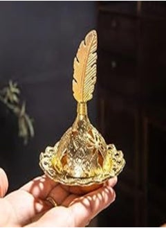 Generic Gold Eid Incense Burner Vintage Arabic Style Metal Incense Burner Aromatherapy Incense Holder Candle Holder for Islamic Ramadan Mubarak Eid Decorations (4) 
