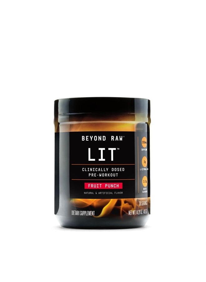 BEYOND RAW LIT | Clinically Dosed Pre-Workout Powder | Contains Caffeine, L-Citrulline, Beta-Alanine, and Nitric Oxide | Fruit Punch | 30 Servings  - Image 1