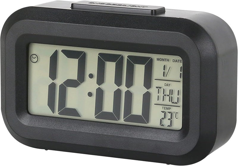 Kadio Small Digital Alarm Clock Large Display Bedside Clock with Luminous Temperature Calendar, Battery Powered Alarm Clock for Bedroom Office Desk Table (Black) - Image 1