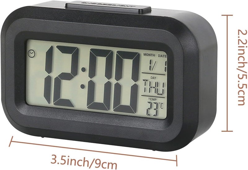Kadio Small Digital Alarm Clock Large Display Bedside Clock with Luminous Temperature Calendar, Battery Powered Alarm Clock for Bedroom Office Desk Table (Black) - Image 2