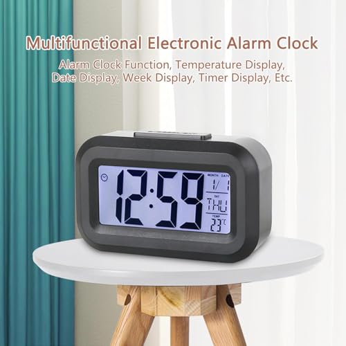 Kadio Small Digital Alarm Clock Large Display Bedside Clock with Luminous Temperature Calendar, Battery Powered Alarm Clock for Bedroom Office Desk Table (Black) - Image 4