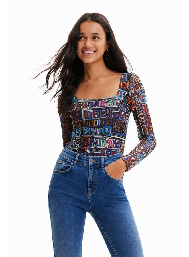 DESIGUAL Tulle arty logo bodysuit - Image 1