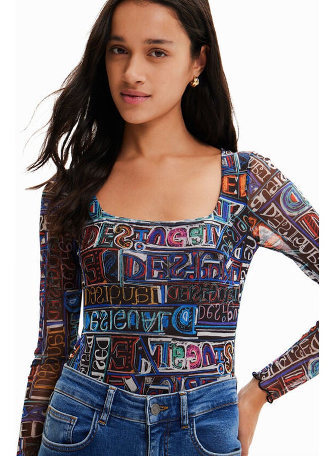 DESIGUAL Tulle arty logo bodysuit - Image 4