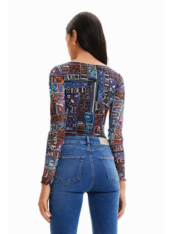 DESIGUAL Tulle arty logo bodysuit - Image 3