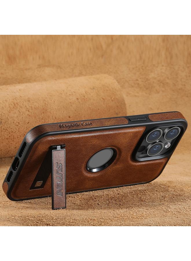 Suteni Case For iPhone 14 Pro G2 Magsafe Oil Wax Leather Back Phone Case with Holder - Image 2