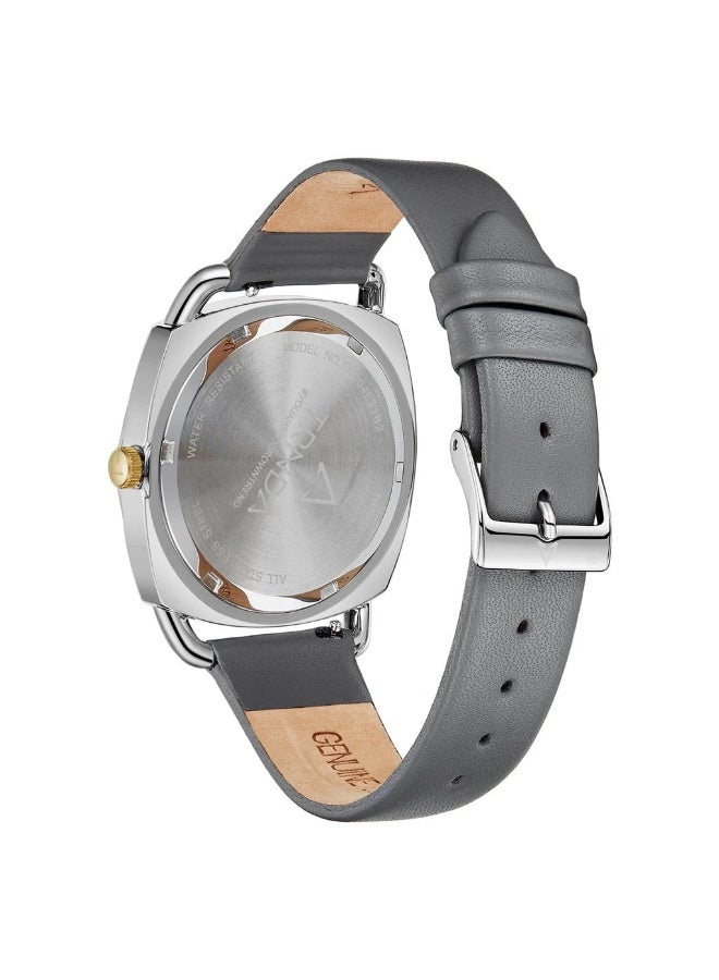 Trnda Women's Watch With Silver Stainless Steel Case And Gray Leather Band - Image 4