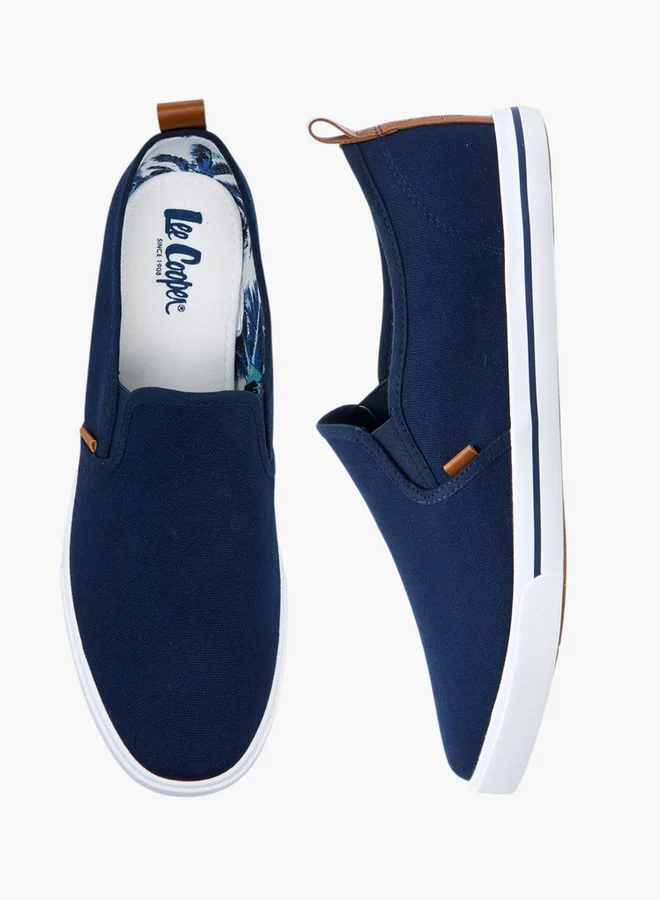 Lee Cooper Men's Solid Slip-On Sneakers with Pull Tab