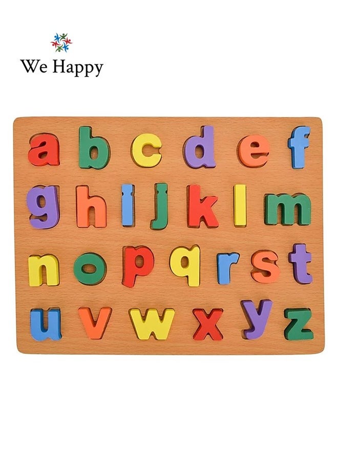 We Happy 27 Pieces Wooden Alphabet abc Board Toy for Toddlers, Learning Puzzle, Early Education Activity – Small Letters  - Image 1
