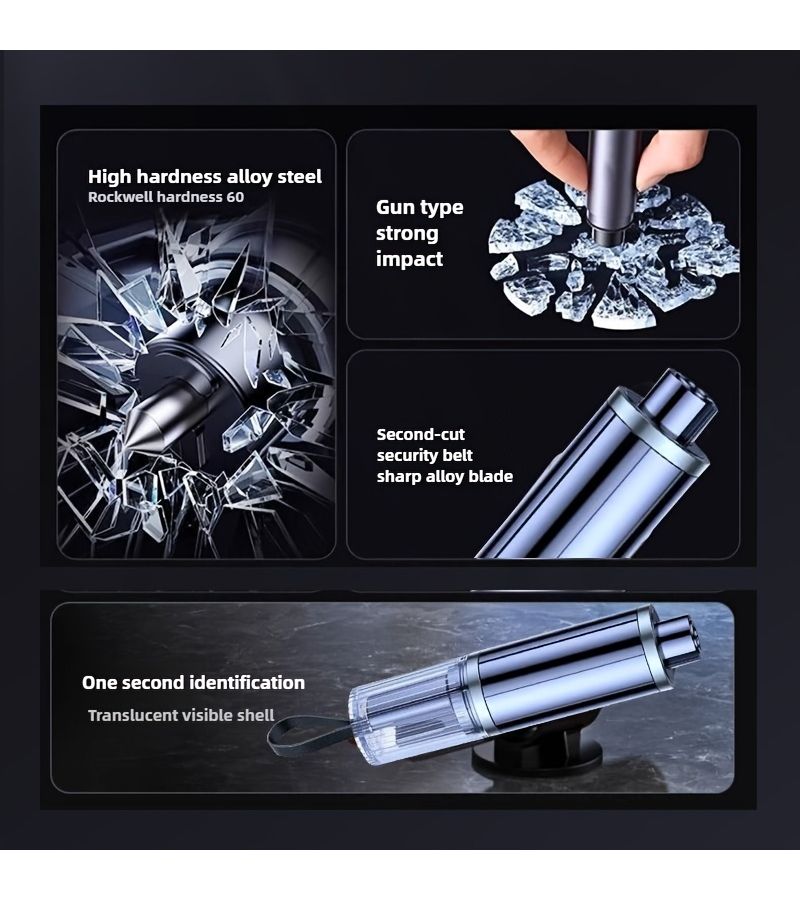Black Safety Hammer Car Window Breaker Emergency Escape Tool - Image 3