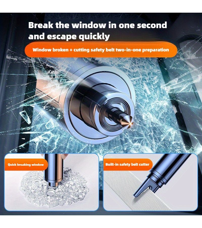 Black Safety Hammer Car Window Breaker Emergency Escape Tool - Image 1