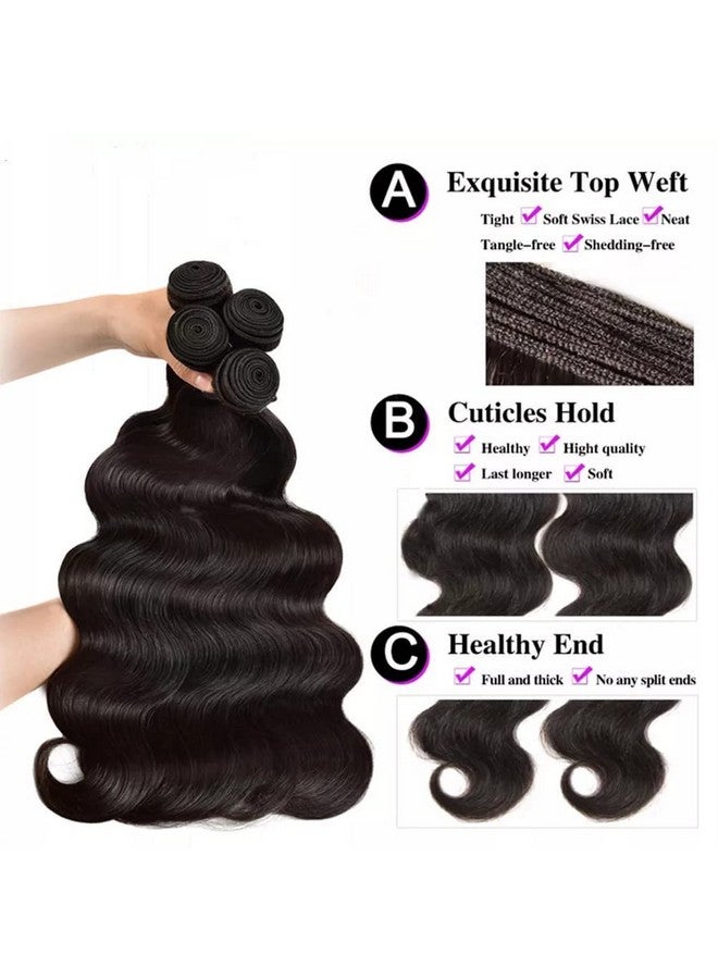 فانلوف حزم شعر طبيعي مموجة من 16 إلى 18 بوصة، حزم شعر خام برازيلي غير معالج بنسبة 100%، 3 حزم من شعر مزدوج اللون أسود طبيعي - Image 1