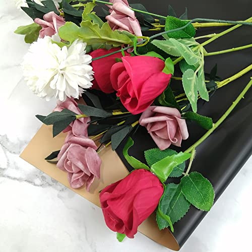 YEXEXINM 40pcs Double Sided Gold Black Flower Wrapping Paper, 22.8X22.8 Inch Waterproof Floral Wrapping Paper Sheets Florist Bouquet Supplies Packaging Paper for Wedding Engagement DIY Crafts Gift - Image 4