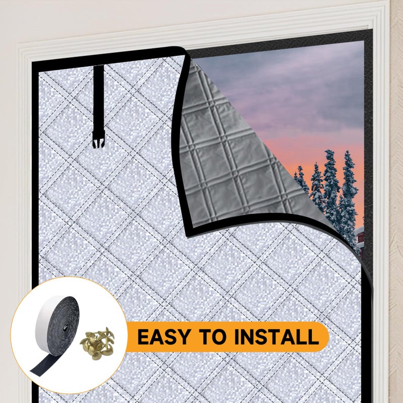 Skloopearg Winter Insulated Window Curtain 39"x63", Oxford Cloth Thermal Insulated Window Cover with Buckles,Heavy Duty Window Insulation Kit Fits Windows up to 38"x62",Silvery - Image 3