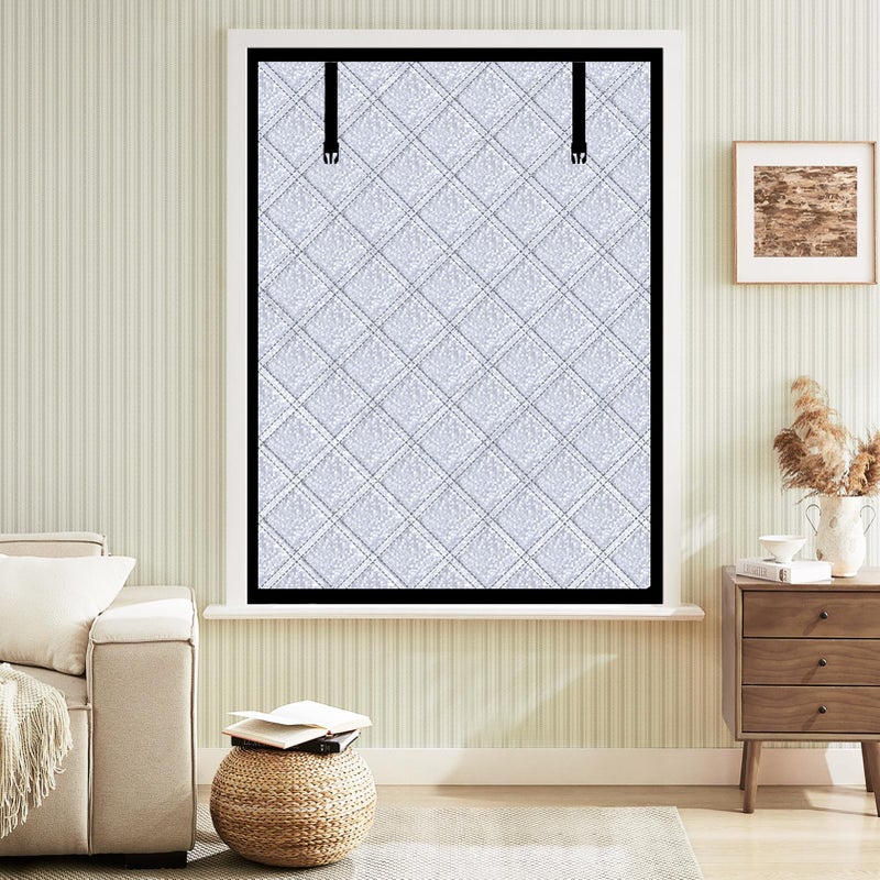 Skloopearg Winter Insulated Window Curtain 39"x63", Oxford Cloth Thermal Insulated Window Cover with Buckles,Heavy Duty Window Insulation Kit Fits Windows up to 38"x62",Silvery - Image 1