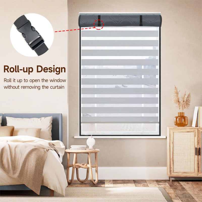 Skloopearg Winter Insulated Window Curtain 39"x63", Oxford Cloth Thermal Insulated Window Cover with Buckles,Heavy Duty Window Insulation Kit Fits Windows up to 38"x62",Silvery - Image 5