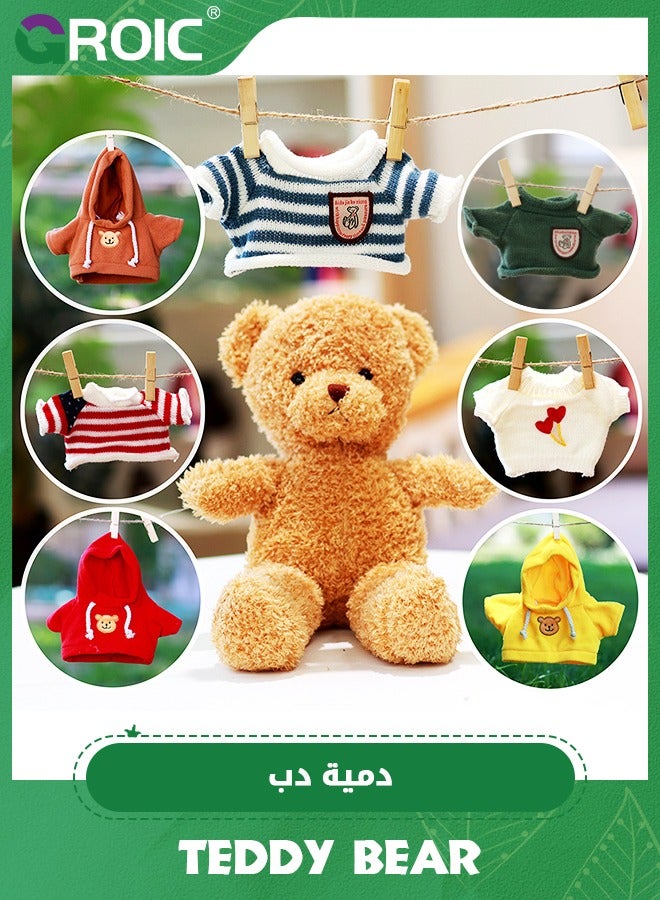 GROIC 30cm Bears Stuffed Animal Soft Plush Toys with 7 different hoodies,sweaters,Cute Bear Small Shaggy Bear with Hoodie Bow Tie for Kids,Stuffed Bears Plush Dolls Party Favors - Image 1