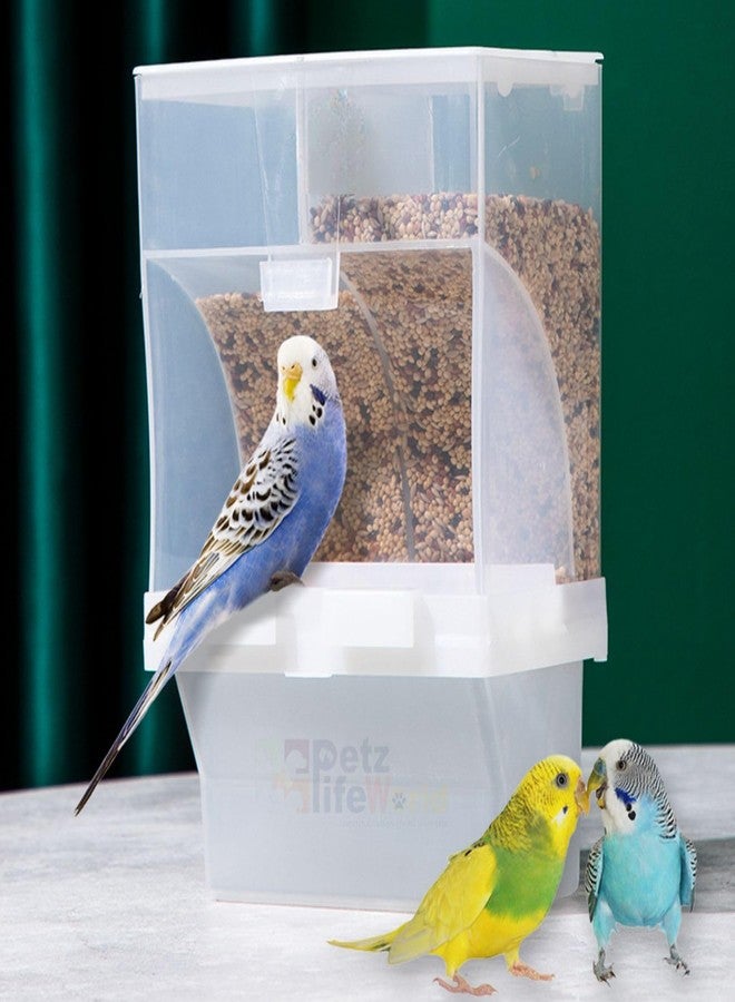 VAYINATO Petzlifeworld Anti Spill White Cage Fitting Plastic Feeder for Birds 500Ml, Medium - Image 1