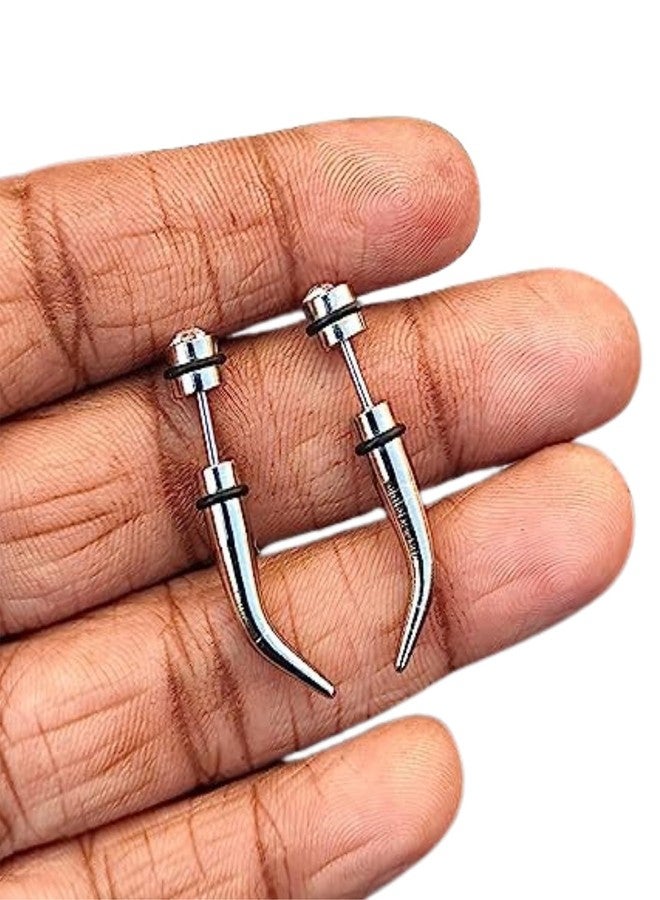 Ervio Stainless Steel Spike Stud Earrings | Punk Gothic Crystal Ear Studs | Unisex Hypoallergenic Jewelry for Men & Women | Trendy Fashion Accessories - Image 3
