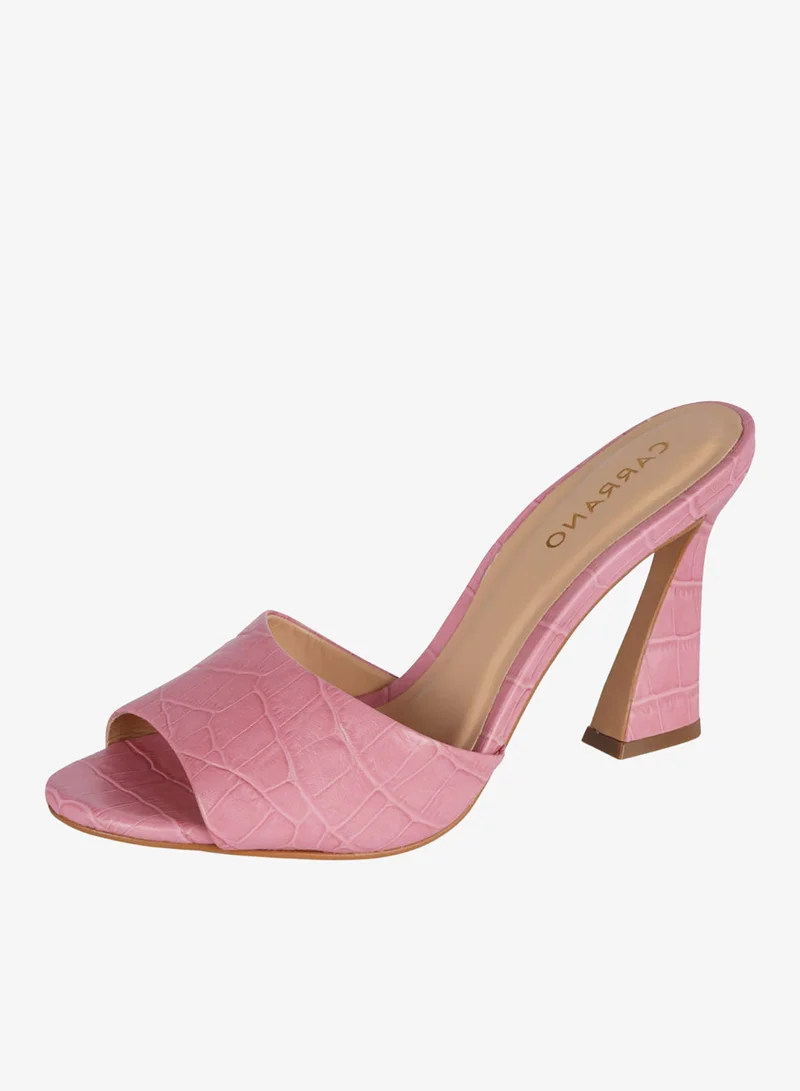 Carrano Pink Carrano Ladies Open Mule Classic Leather Fancy High Heel 387002B Cab0323 for Women | Best Price UAE