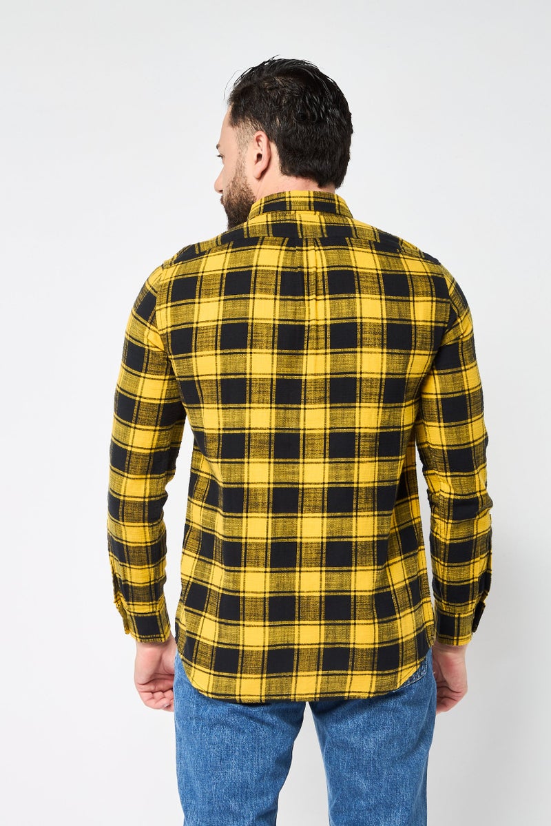 DIESEL Men Regular Fit Plaid Long Sleeves Casual Shirt, Multicolor  - Image 4