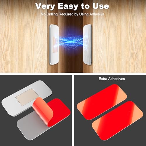 PHIXBEAR 12 Pack Ultra Thin Cabinet Door Magnets, Heavy Duty Adhesive Magnetic Catch for Closures, No Drill Drawer Latches for RV, Kitchen & Wardrobe, 0.8"x1.6" Silver - Pet Safe - Image 2