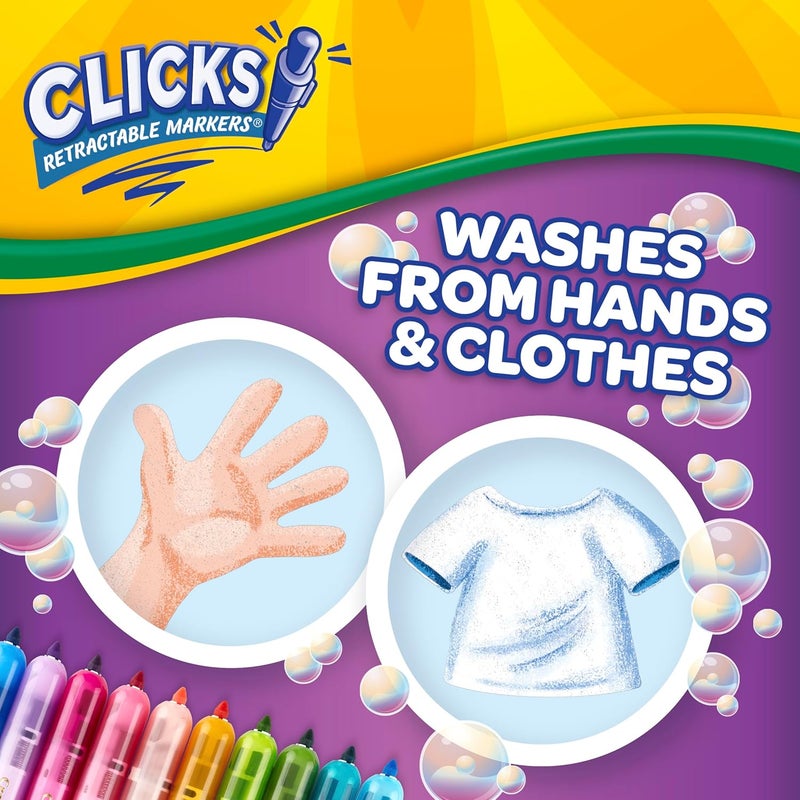 كرايولا أقلام تحديد قابلة للسحب من Washable Clicks، ألوان جريئة/زاهية، 10 قطع - Image 3