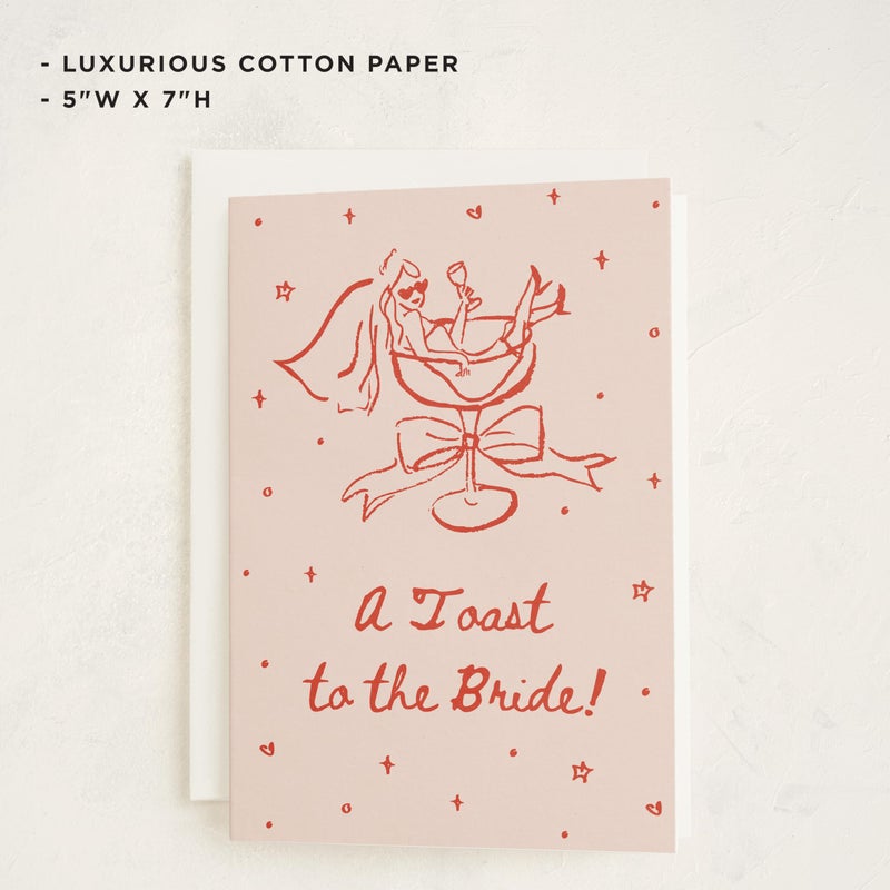 MINTED Cheers to Love Bridal Shower Card Fun Bachelorette Wedding Greeting Playful Bride Illustration Celebration Champagne Coupe Party Engagement Congrats Premium 5x7 Stationery with Envelope Feminine Modern Design - Image 4