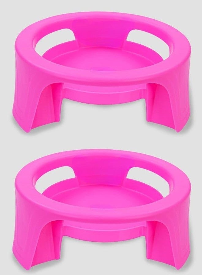 MAGIC SPOON Multipurpose Unbreakable Plastic Matka Stand/Pot Stand (Pink, Pack of 2) - Image 1