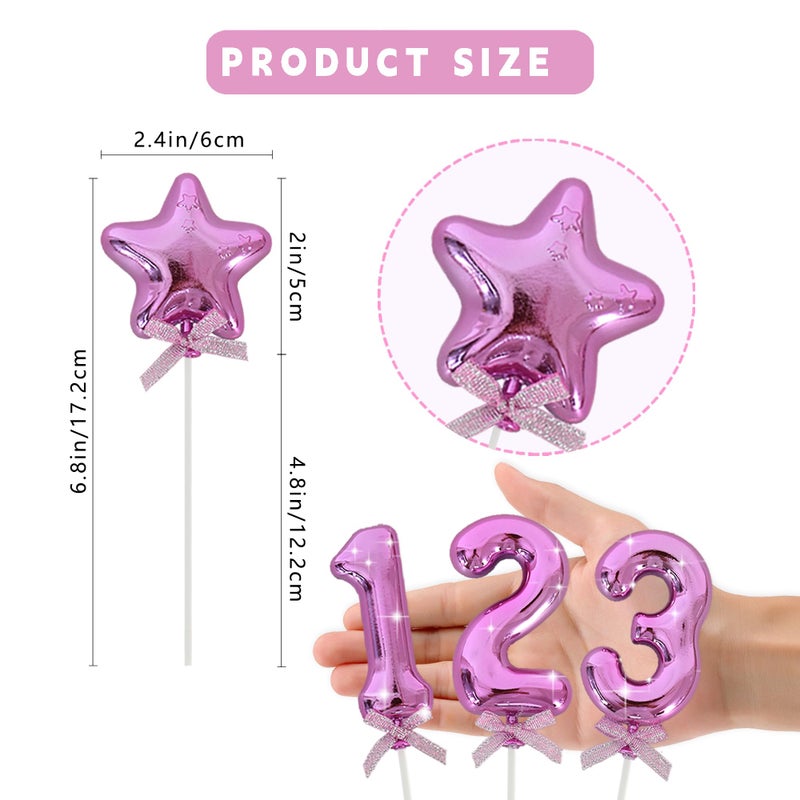 بيشيدا Beishida 3D Cake Topper Pink Stars Hot Hotel Happy Birthday Cake Topper 1st 18th 21th Cake Toppers Toppers for Party Wedding Anniversary Decorations - Image 2