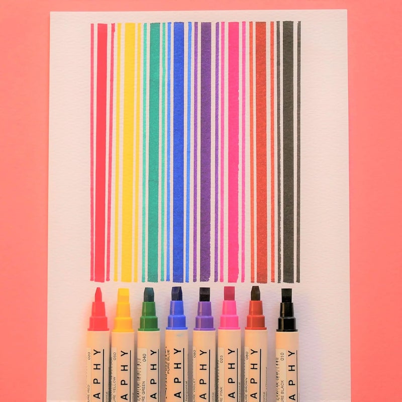 Zig MS34008V Memory System Calligraphy Markers - Multicolor Dual Tip 8-Pack - Image 3