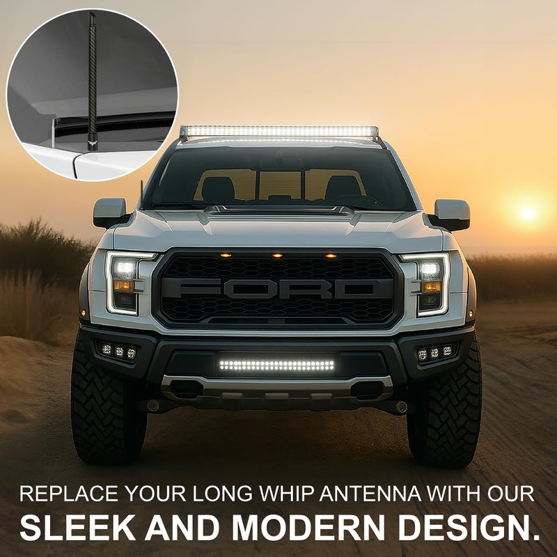 EcoAuto 8" Universal Short Stubby Truck Antenna â€” Truck Accessories for Ford, Dodge, GMC, Chevy, Jeep (2007+) â€” Anti Theft with Enhanced Reception â€” Ditch The Whip for Sleek Antenna (Carbon Fiber) - Image 3