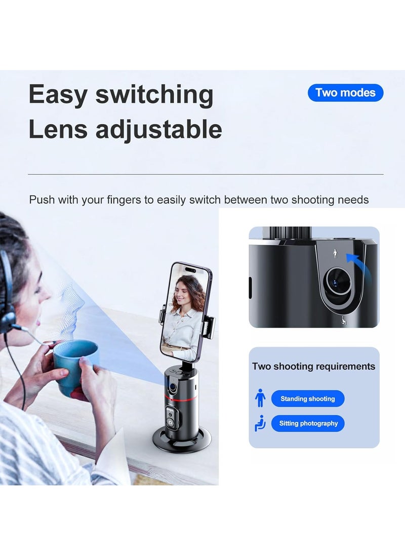 Phone Tracking Tripod 360° Rotation Face Tracking Tripod Foldable Auto Face Tracking Phone Holder For Video Vlog Live Stream No App Required Gesture Control