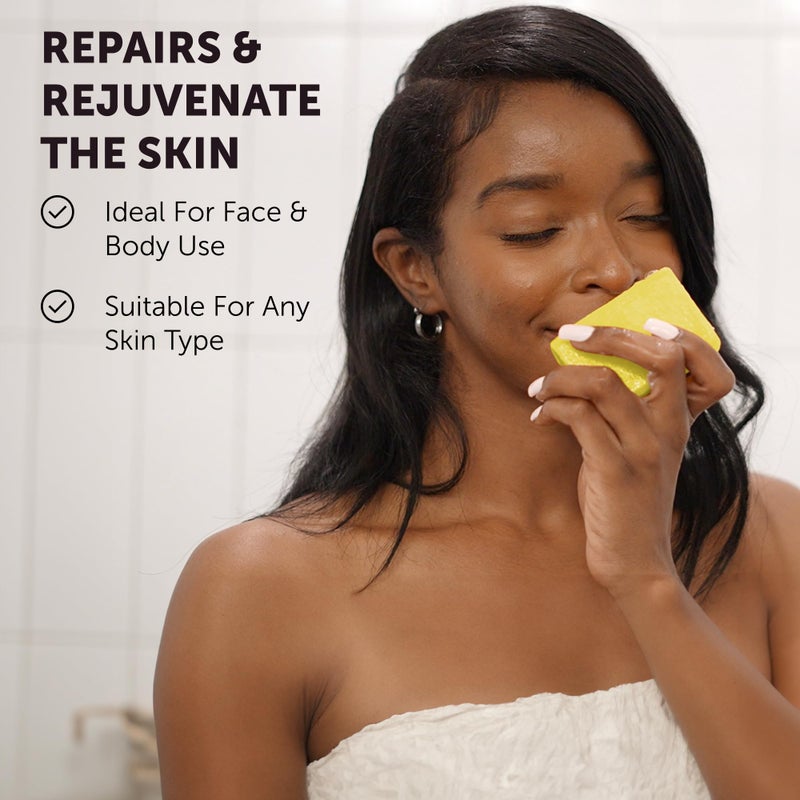 VALITIC Brightening Lemon & Turmeric Kojic Acid Soap, Vitamin C, Retinol - Original Japanese Complex with Hyaluronic Acid, Vitamin E, Shea Butter, Castile Olive Oil - 3 Pack Bundle with African Net - Image 3