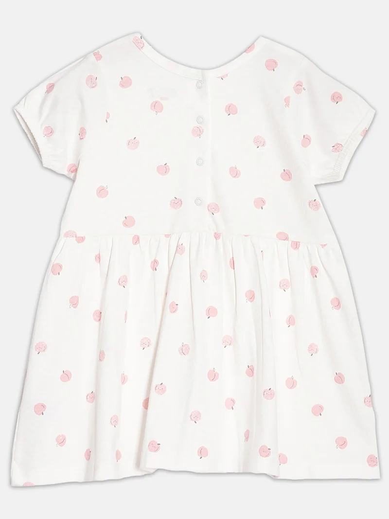 Broon Broon Infant Girls White Printed Organic Cotton Dress