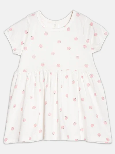 Broon Broon Infant Girls White Printed Organic Cotton Dress