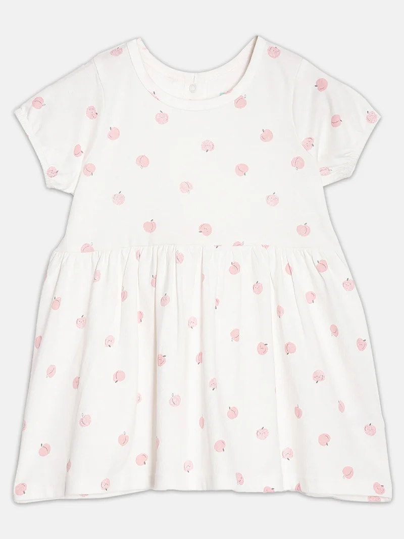 Broon Broon Infant Girls White Printed Organic Cotton Dress