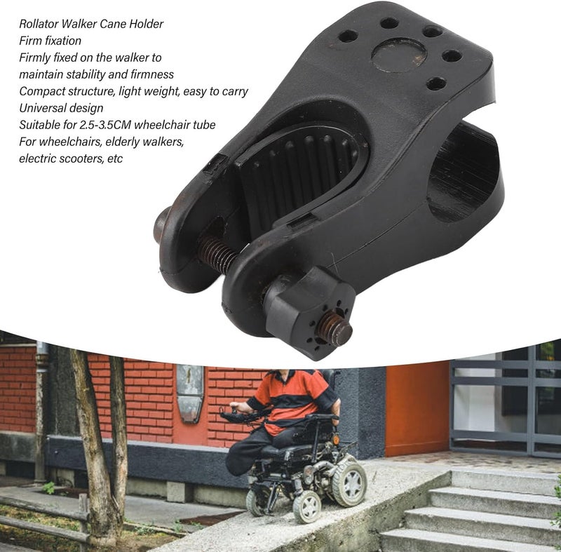 Horoper Metal Cane Holder for Mobility Scooters Rollator Walker Cane Holder Universal Walking Stick Holder Accessories for Wheelchairs Elderly Walkers Electric Scooters - Image 2