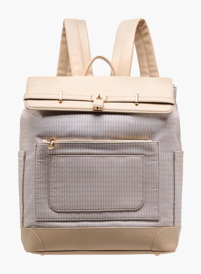 MISSY Women Monogram Print Backpack with Adjustable Shoulder Straps - 33x14x38 cm