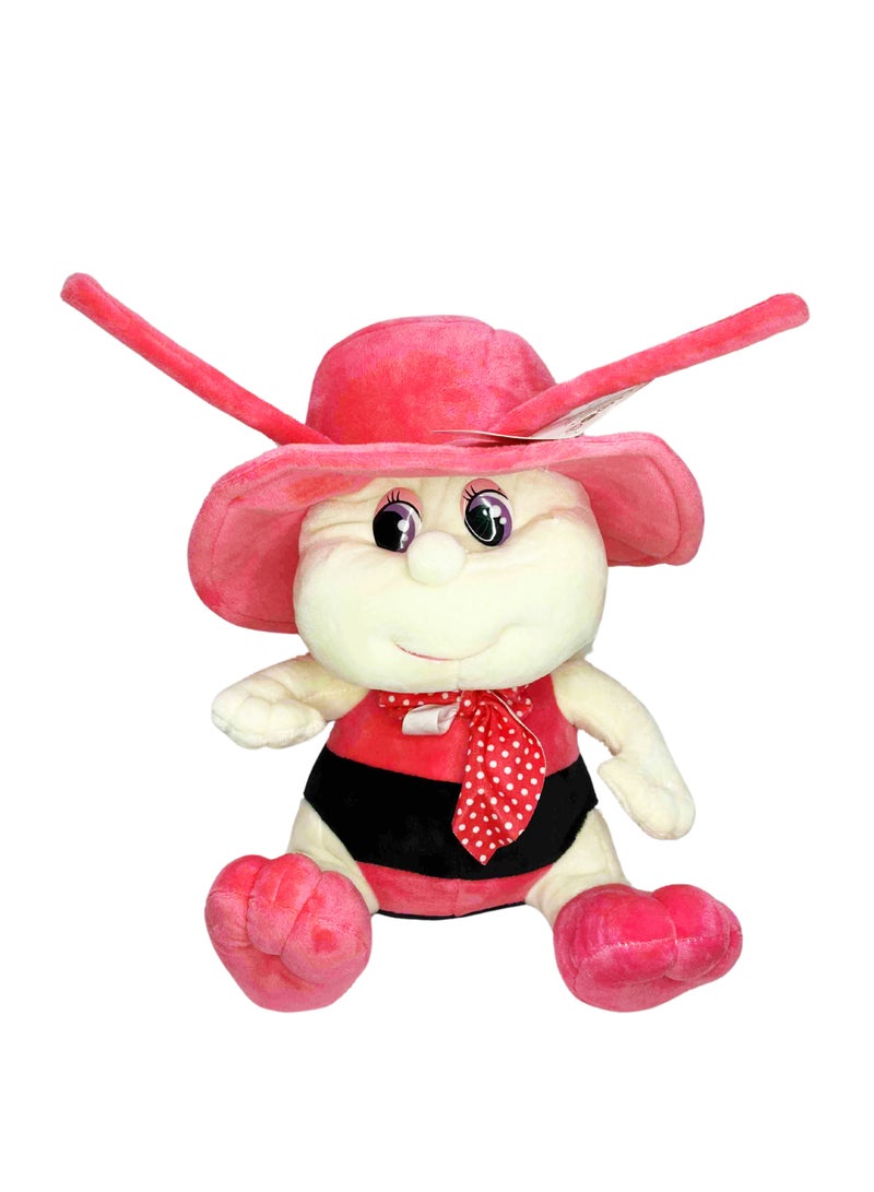 Lukadah Pink Bee Stuffed Animal with Hat and Bow  - Image 1